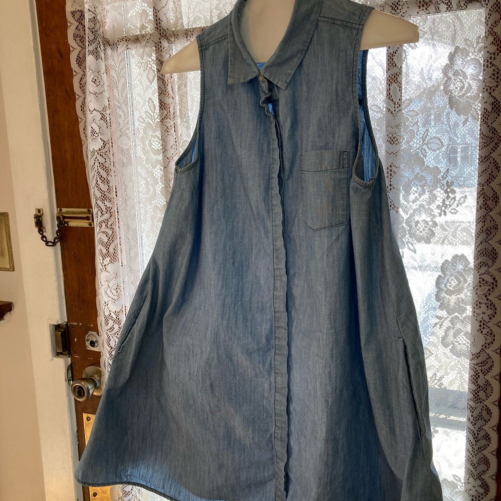 A-Line sleeveless denim dress